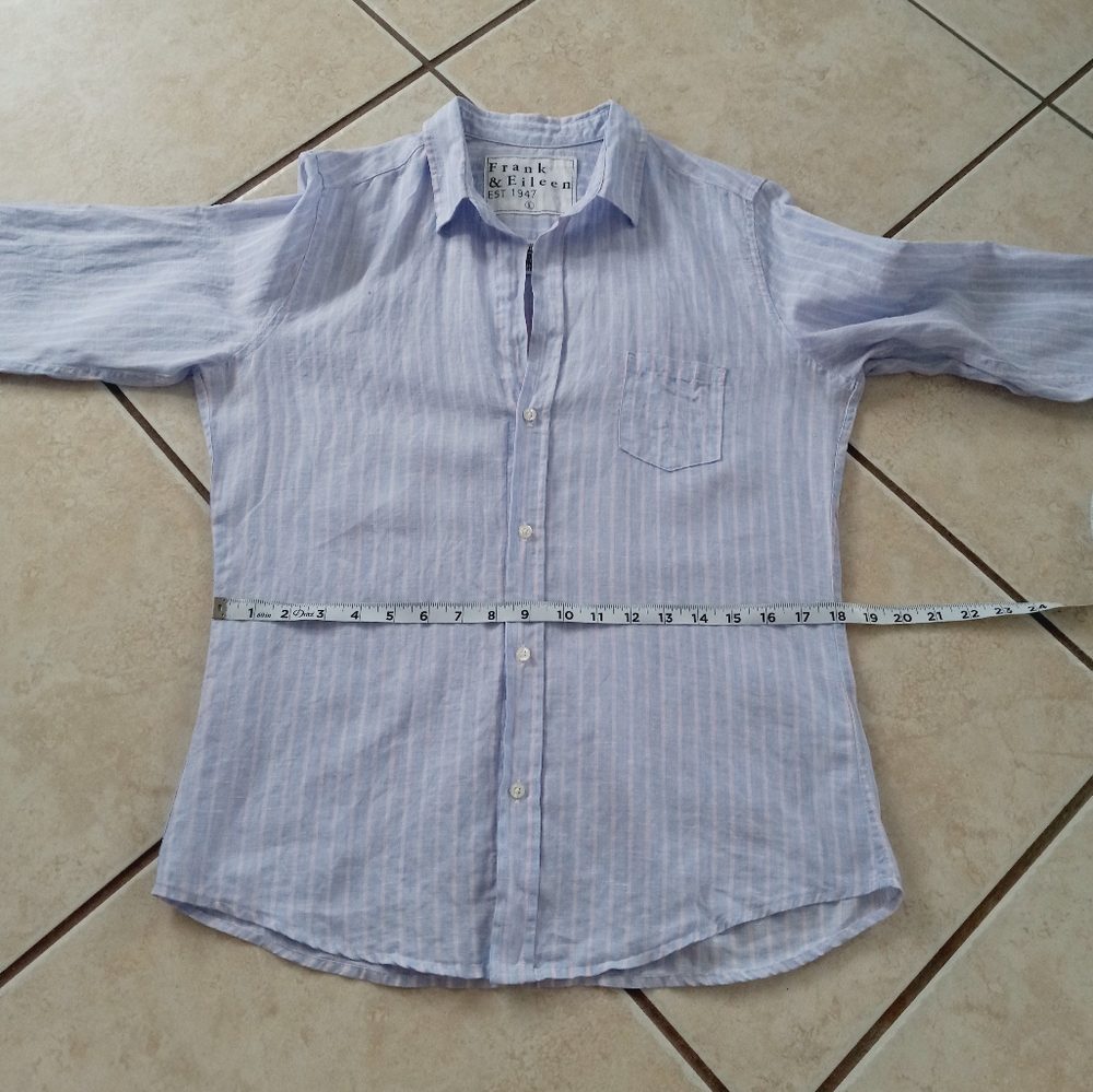 Frank & Eileen Barry Linen Blue Pink Stripe L - Picture 11 of 13